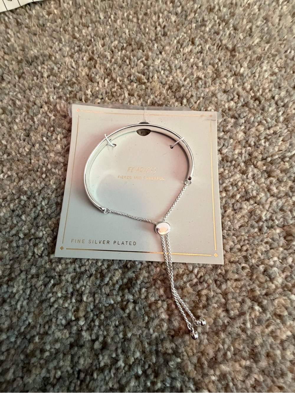 Fearless Silver Plated Adjustable Slider Bracelet - Silver